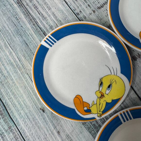 Vintage Tweety Bird Salad Plates Set of 4 Gibson Looney Tunes Warner Bros 1990s - Picture 3 of 6